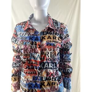 Karl Largerfeld Paris Graffiti Multicolor Shirt in Size Large